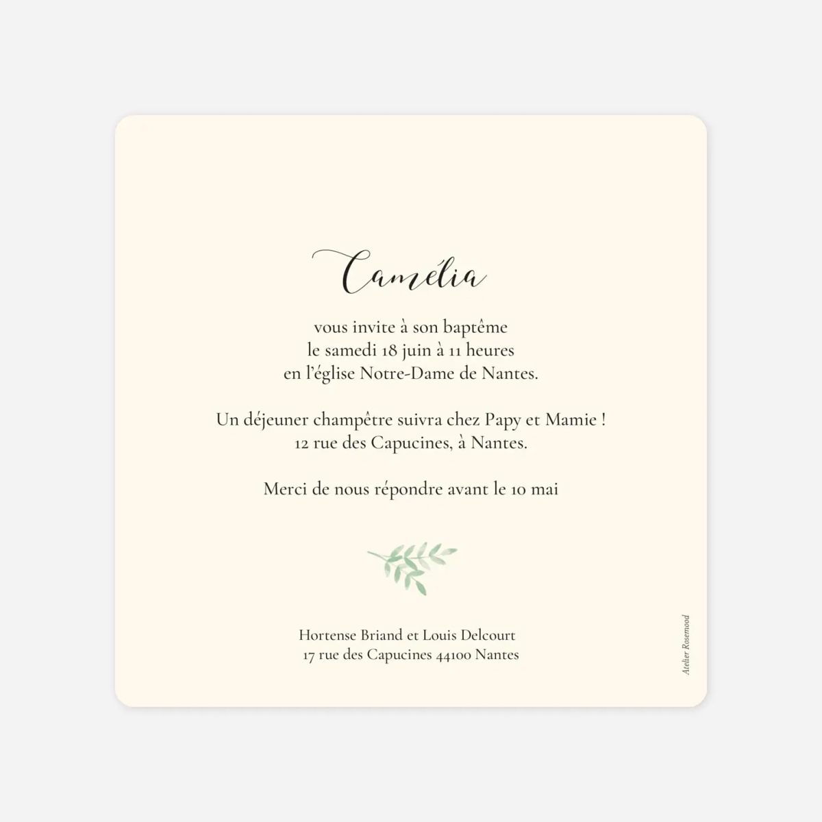 Faire-part baptême Ritournelle