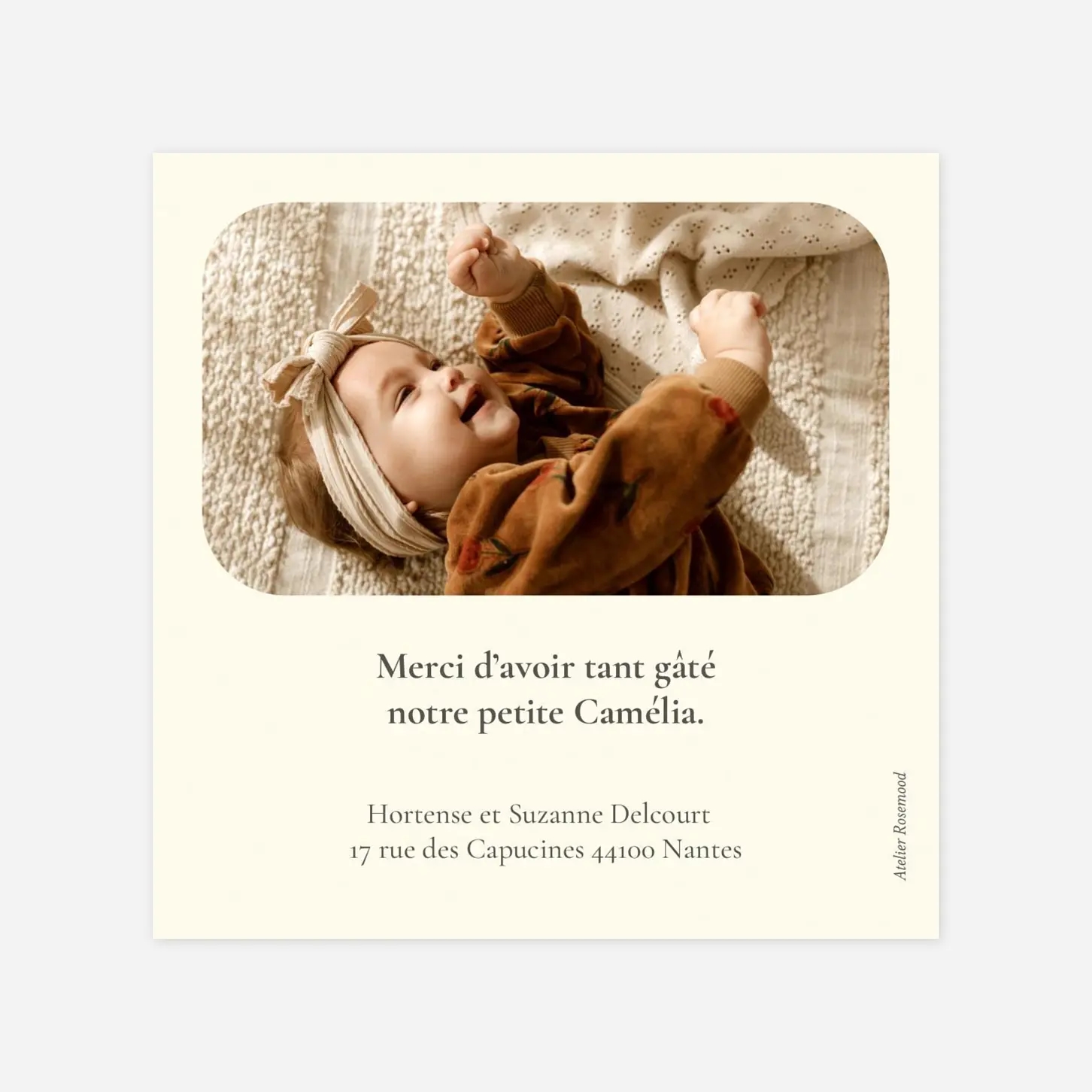 Carte remerciement naissance Ritournelle