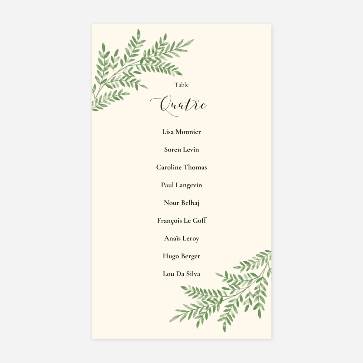 Nom de table mariage Ritournelle