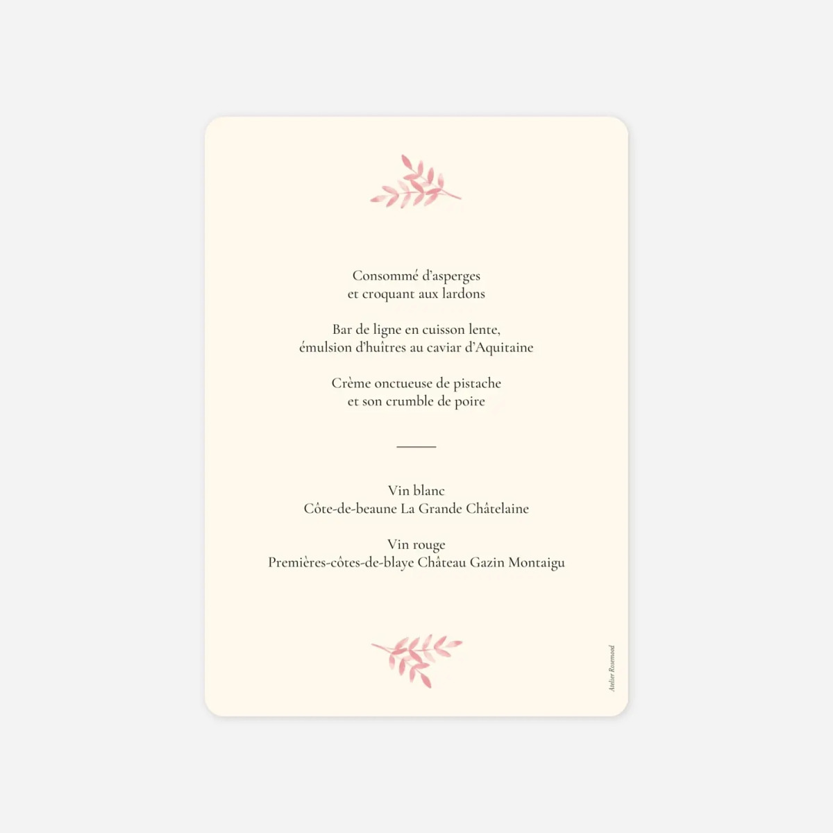 Menu baptême Ritournelle