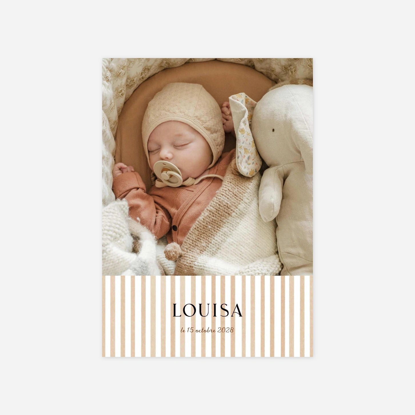 Faire-part naissance Rayures pastels