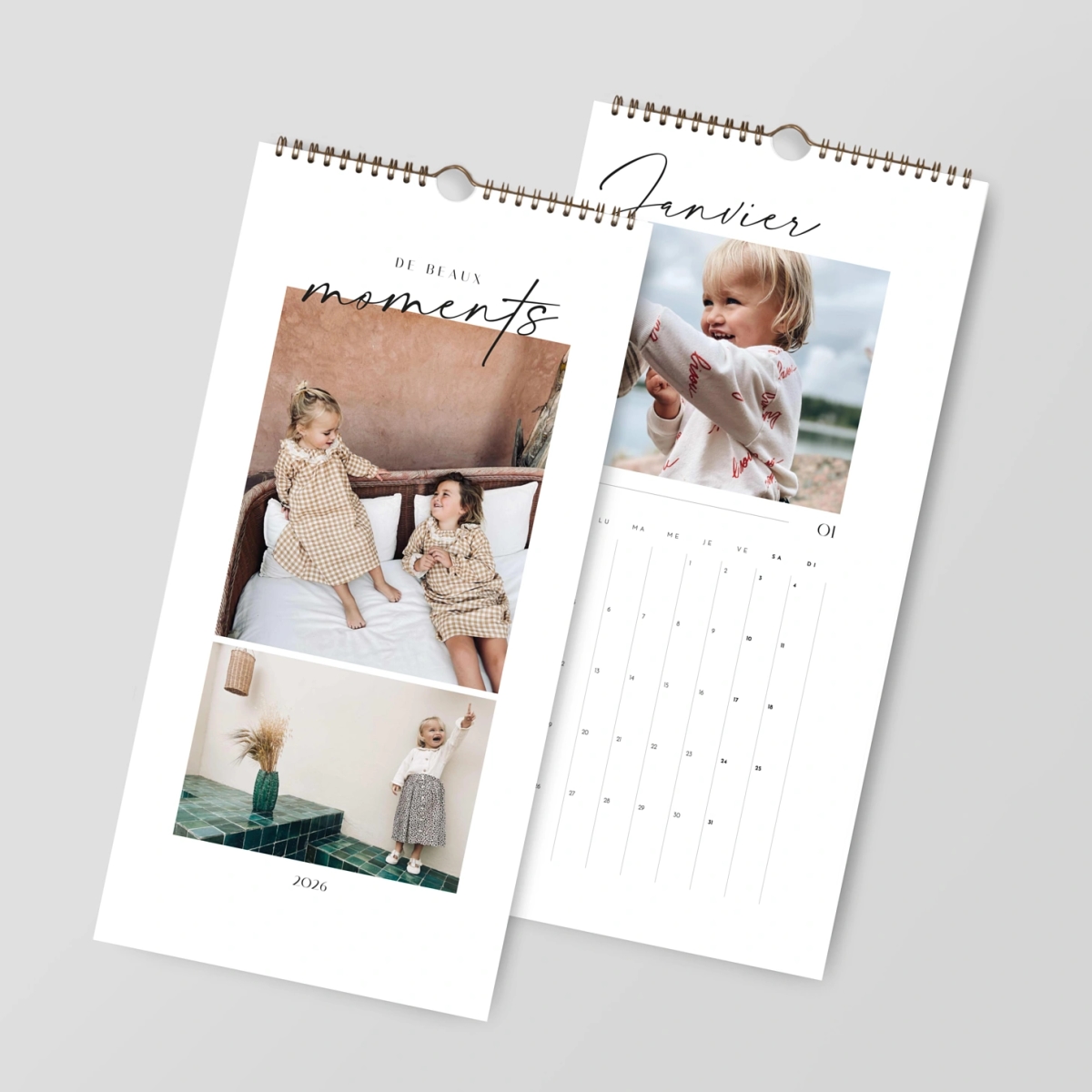 Calendrier mural cases personnalisables Script Clair
