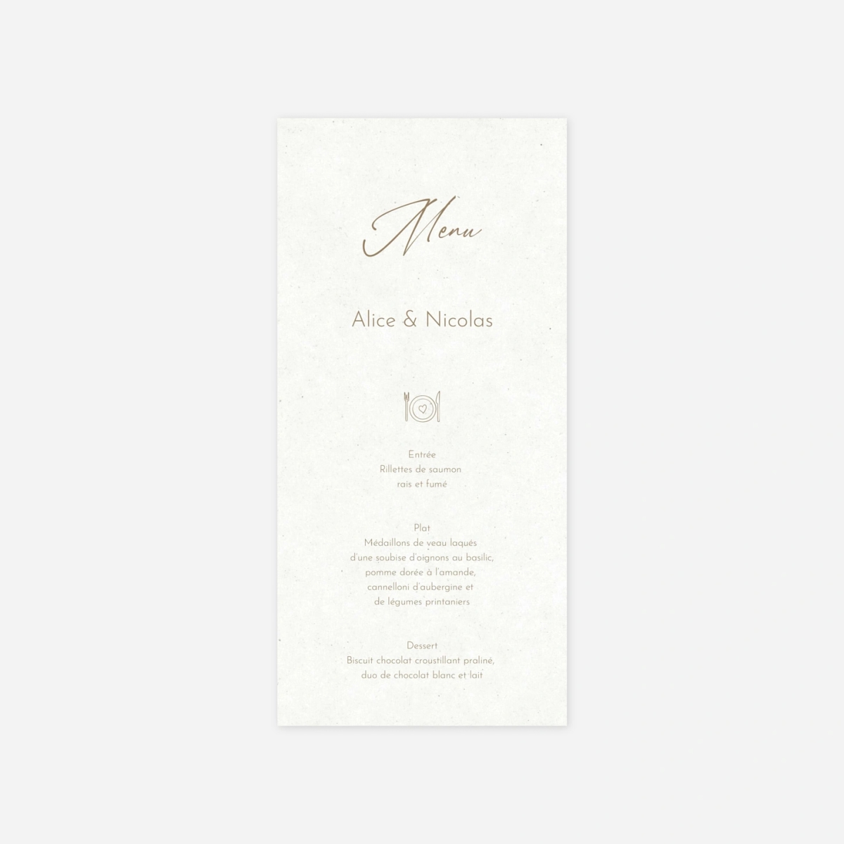 Menu mariage Signes d’Amour