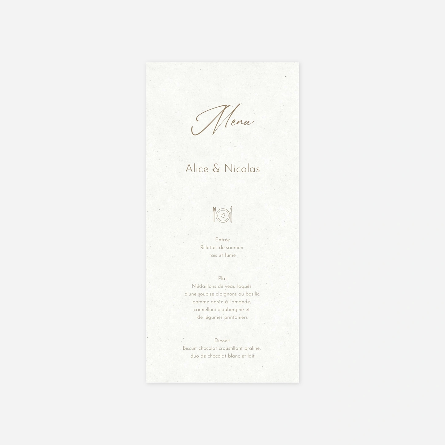 Menu mariage Signes d’Amour