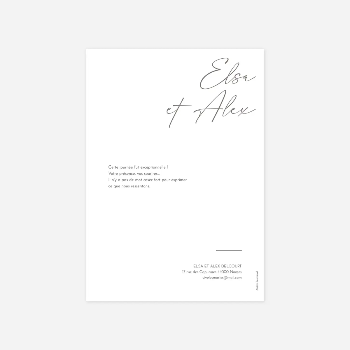 Carte de remerciements Signature II