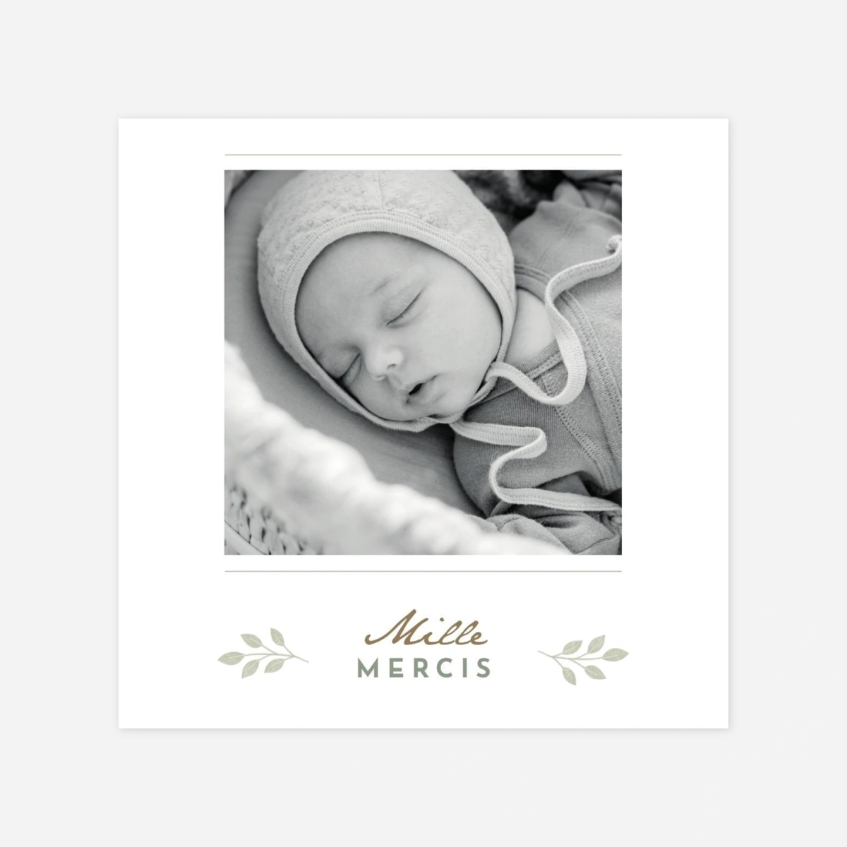 Carte remerciement naissance Signature végétale