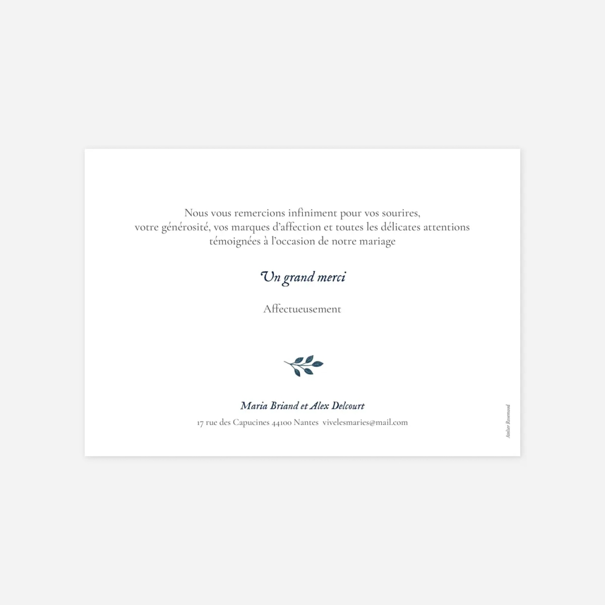 Carte de remerciements Signature végétale