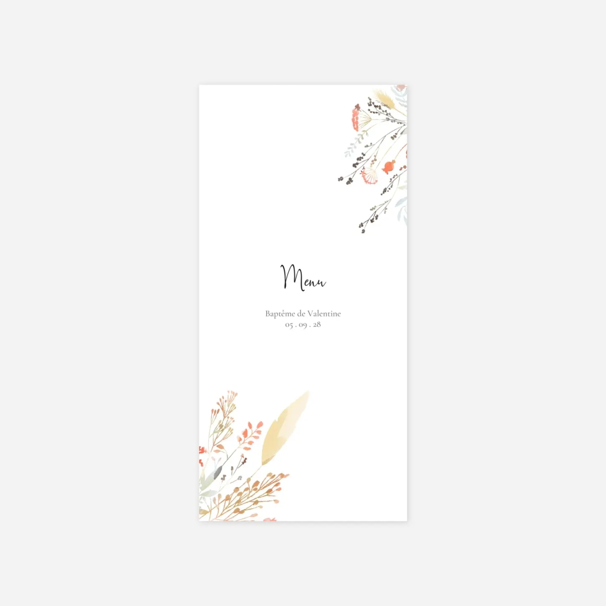 Menu baptême Solstice d'été