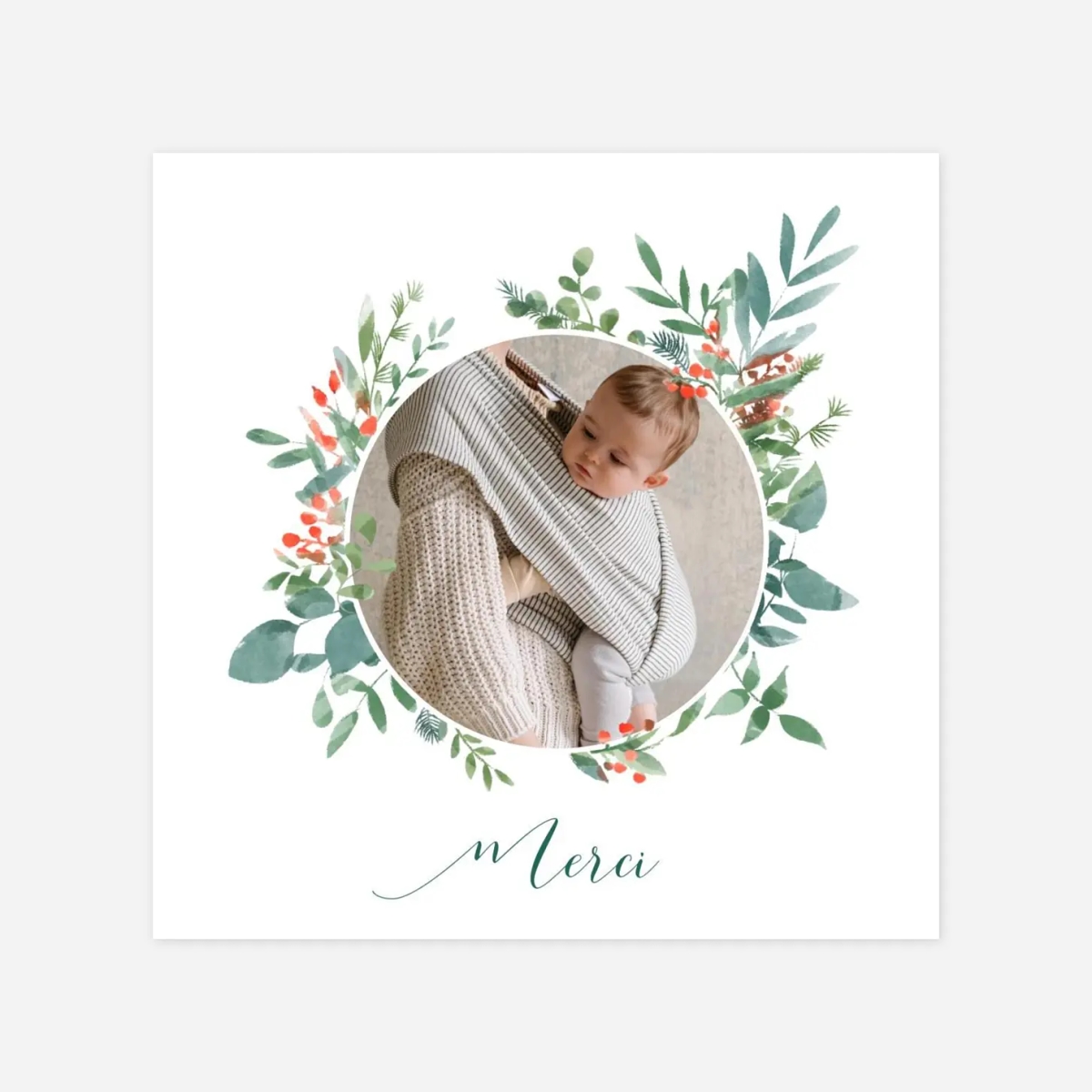 Carte remerciement naissance Solstice d'hiver