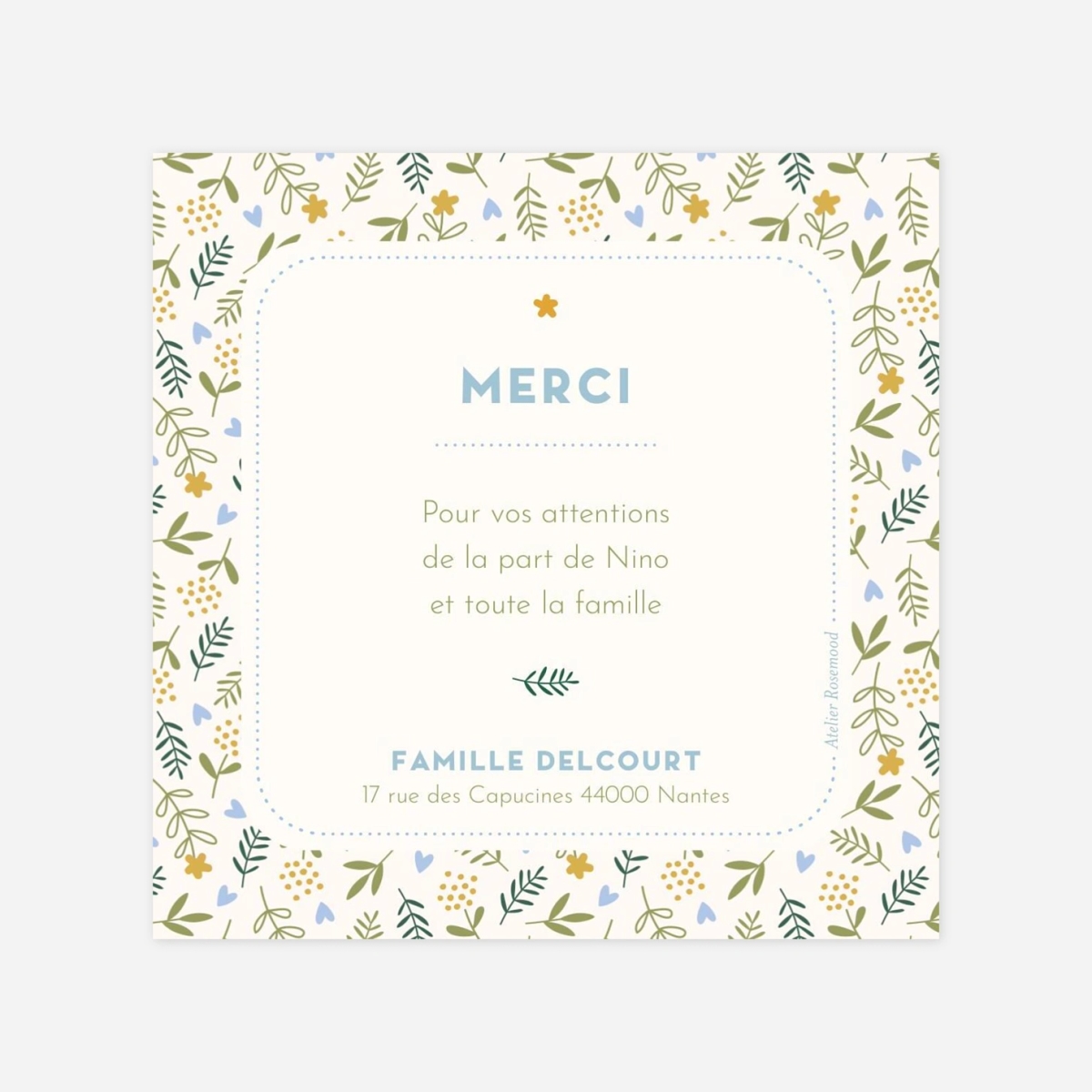 Carte remerciement naissance Sweet liberty