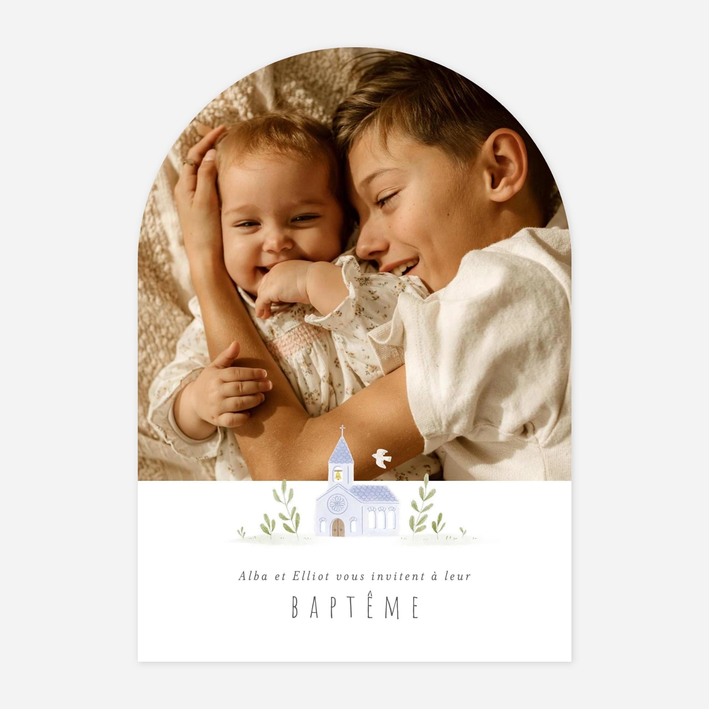 Faire-part baptême Symboles aquarellés I