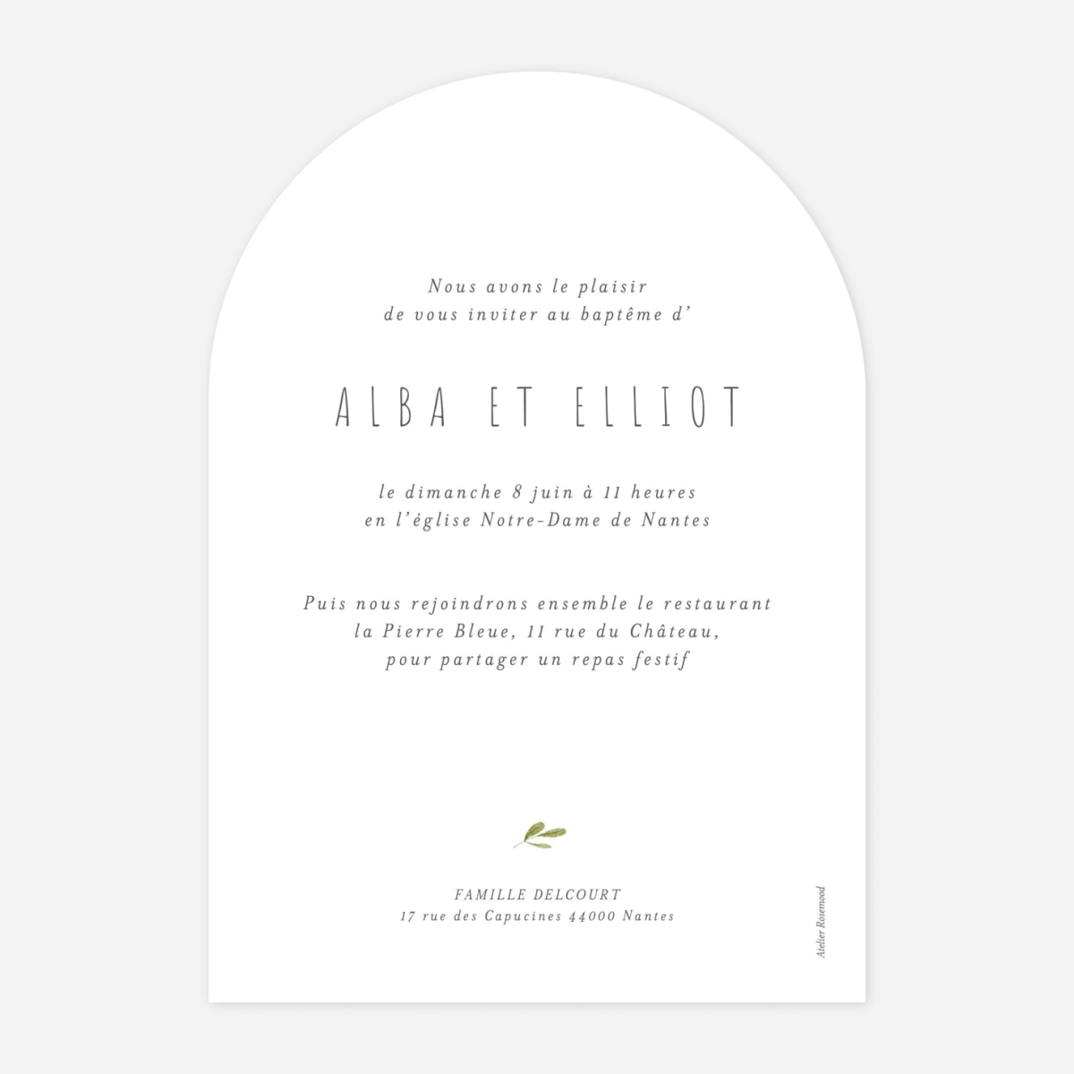 Faire-part baptême Symboles aquarellés I