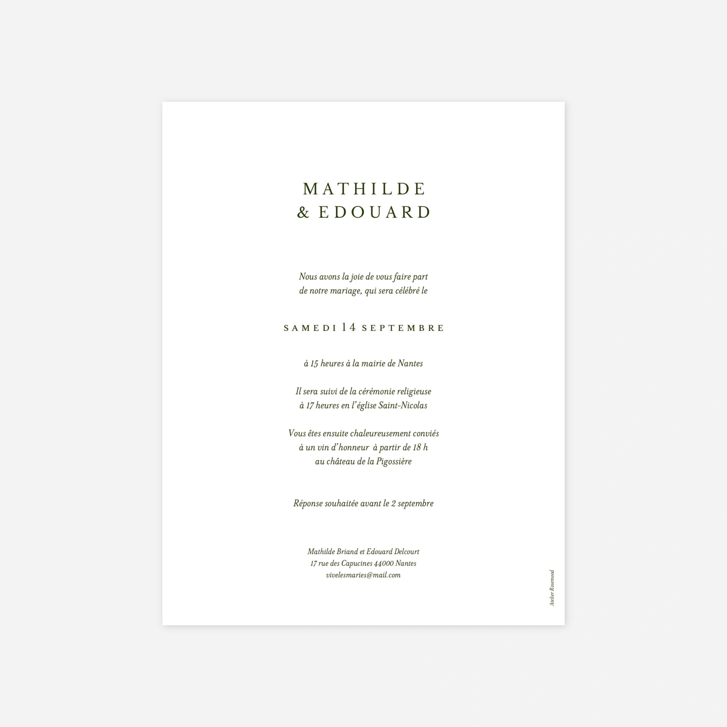 Faire-part mariage Trait d'union