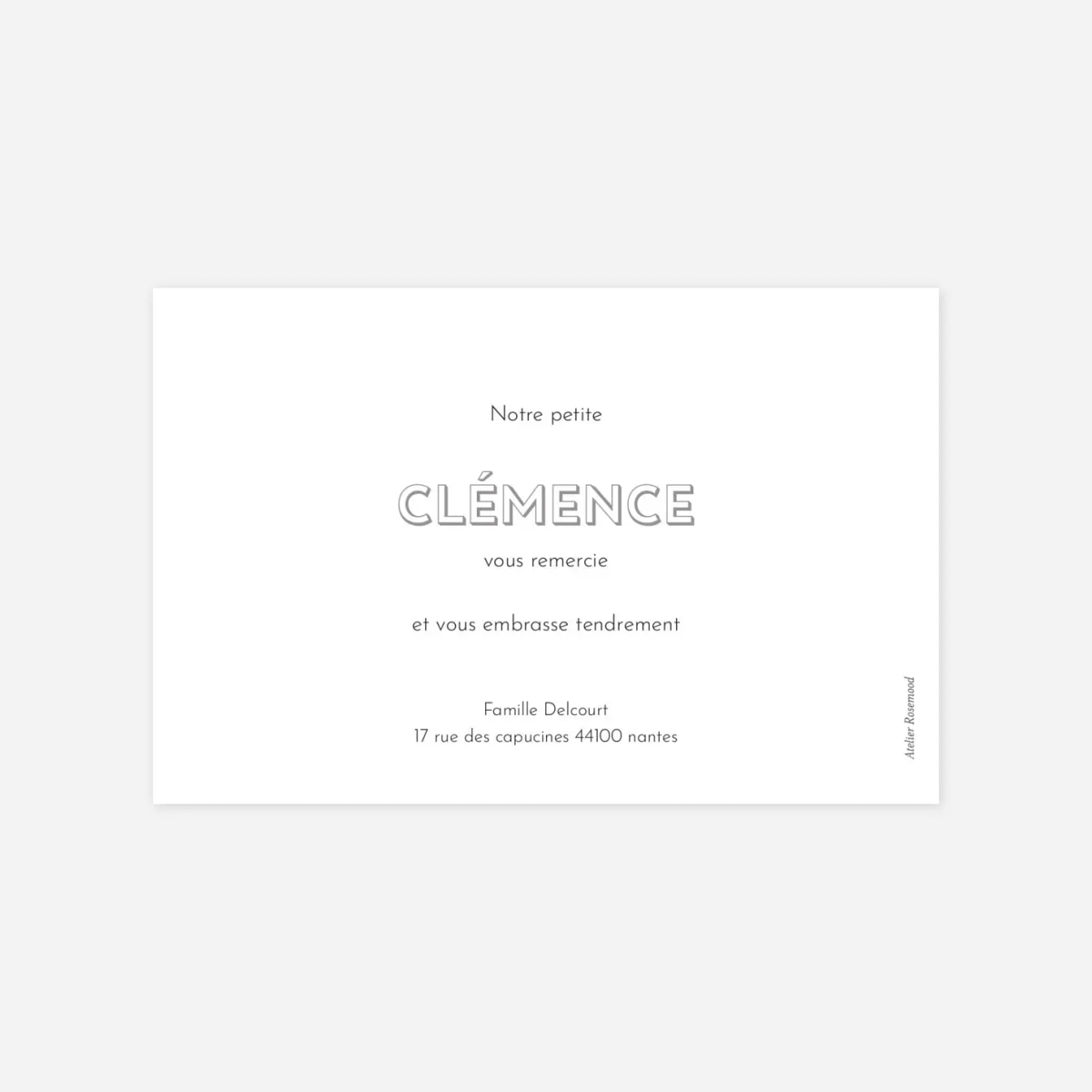 Carte remerciement naissance The photo !