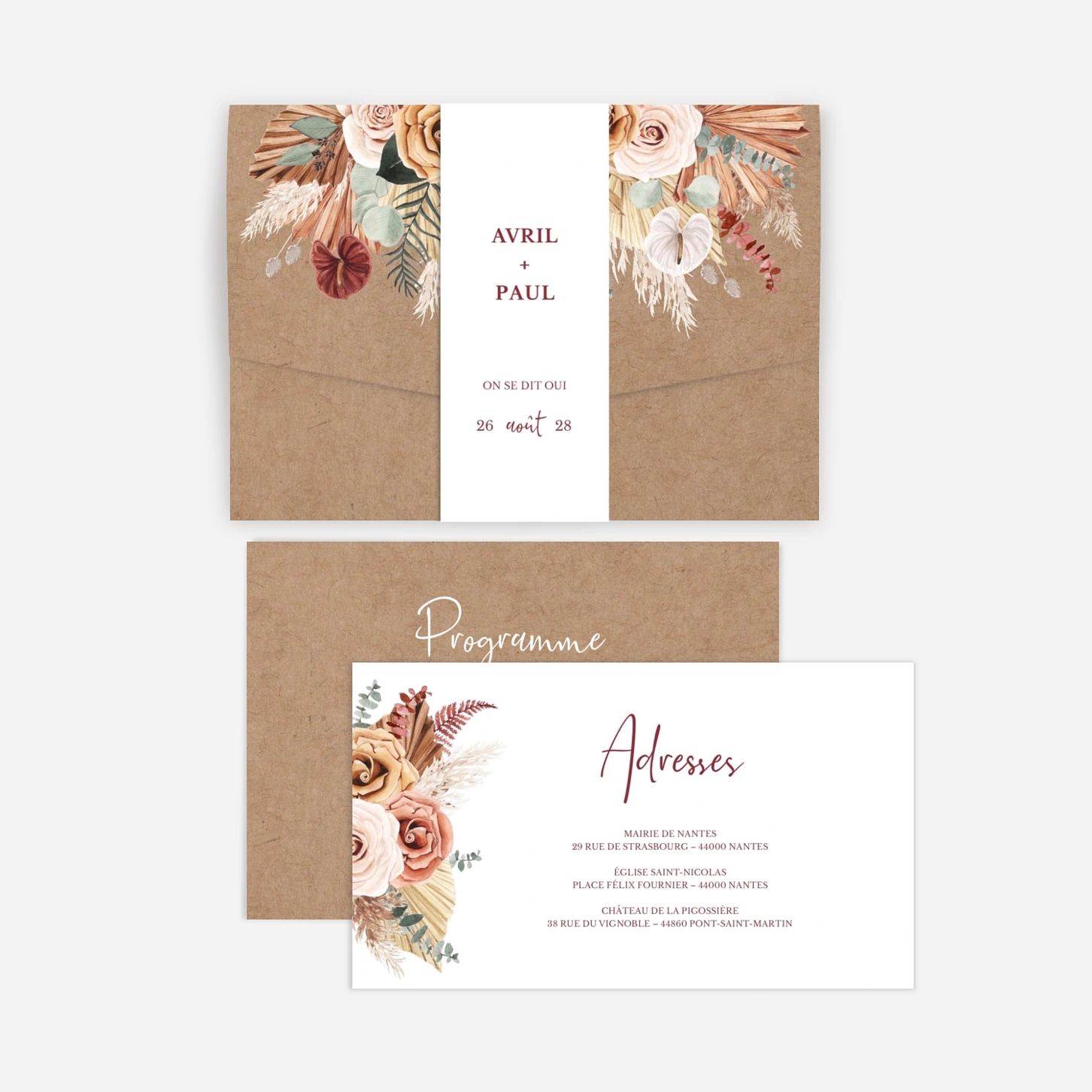 Faire-part mariage Union bohème