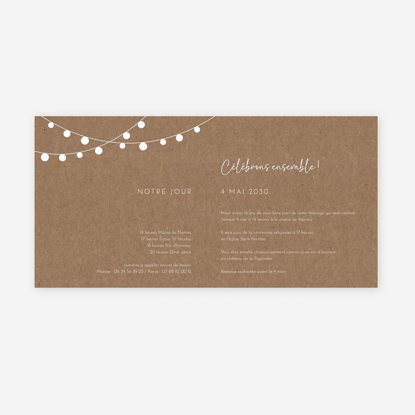 Faire-part mariage Promesse dorée