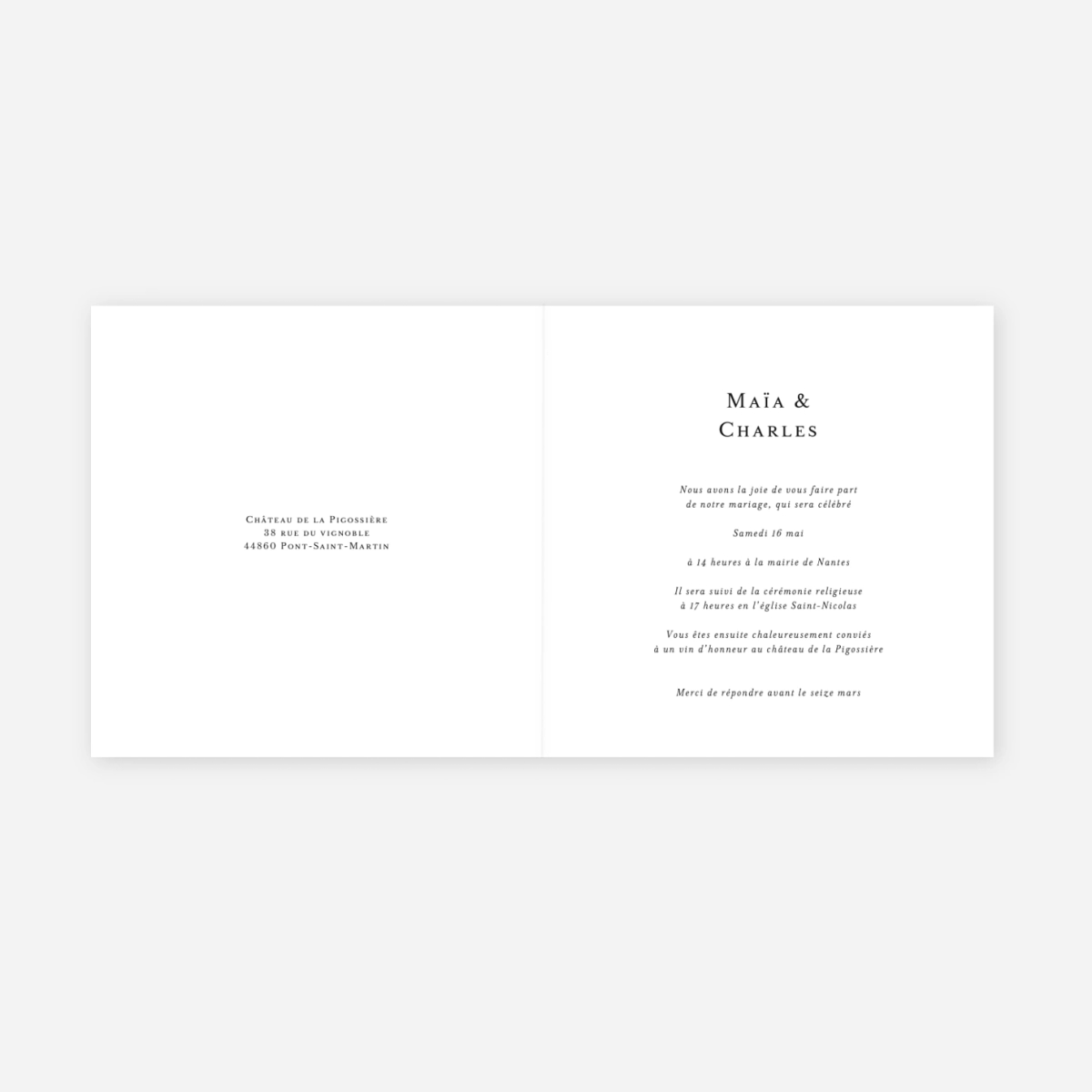 Faire-part mariage Union champêtre