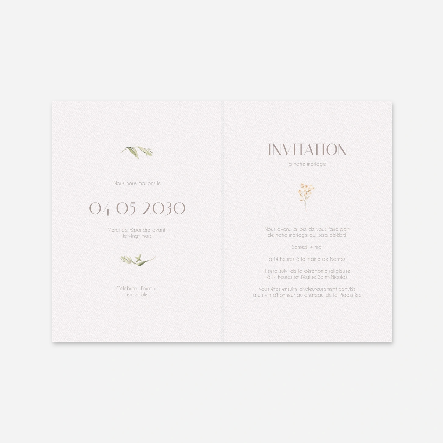 Faire-part mariage Union délicate