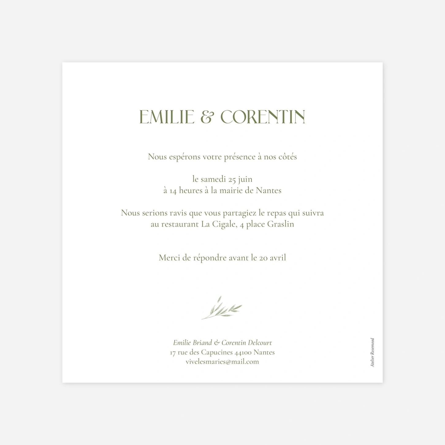 Faire-part mariage Union fleurie