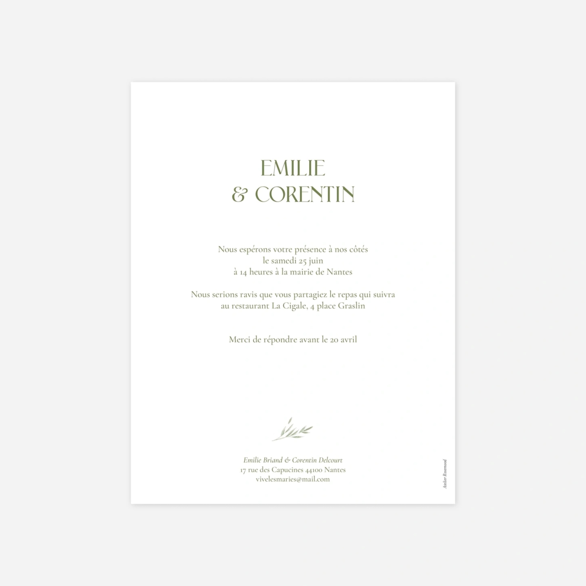 Faire-part mariage Union fleurie