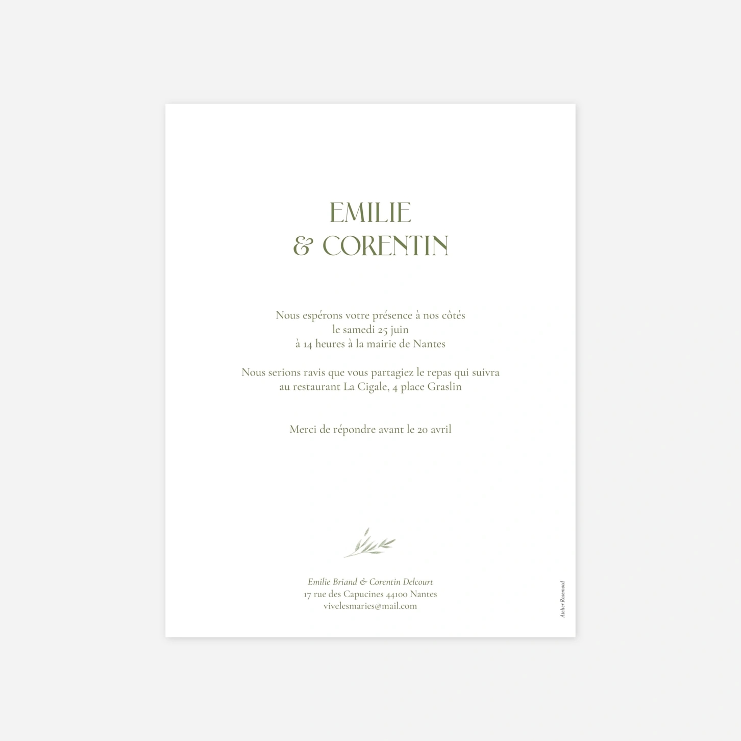 Faire-part mariage Union fleurie