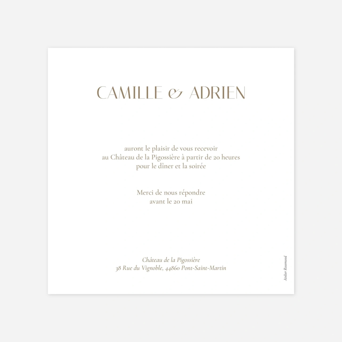 Carton d'invitation Unis