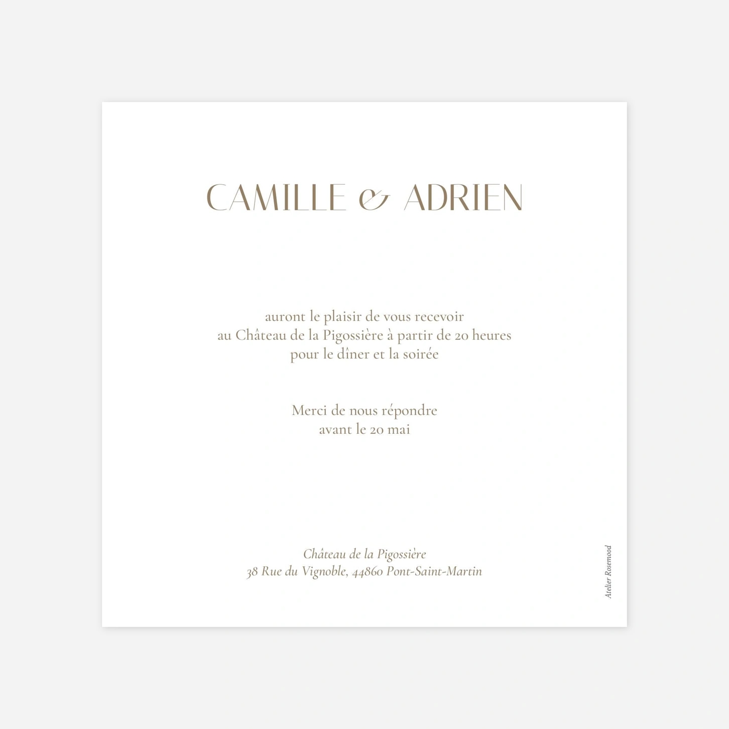 Carton d'invitation Unis