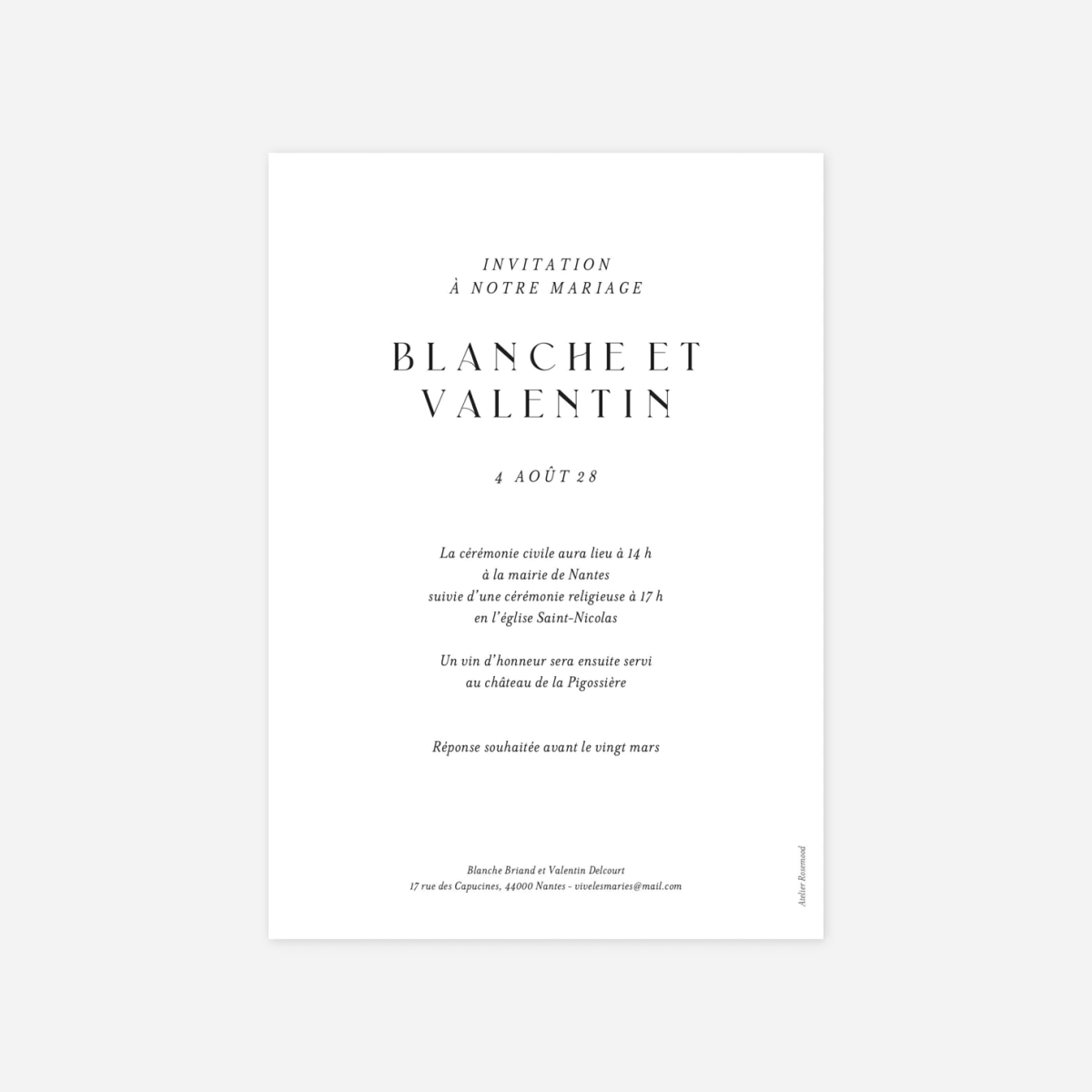 Faire-part mariage Union intemporelle