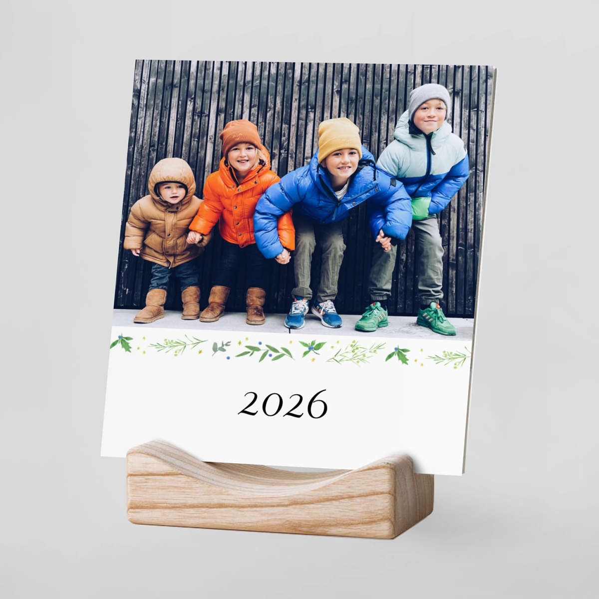 Calendrier photo avec support bois Valse aquarellée