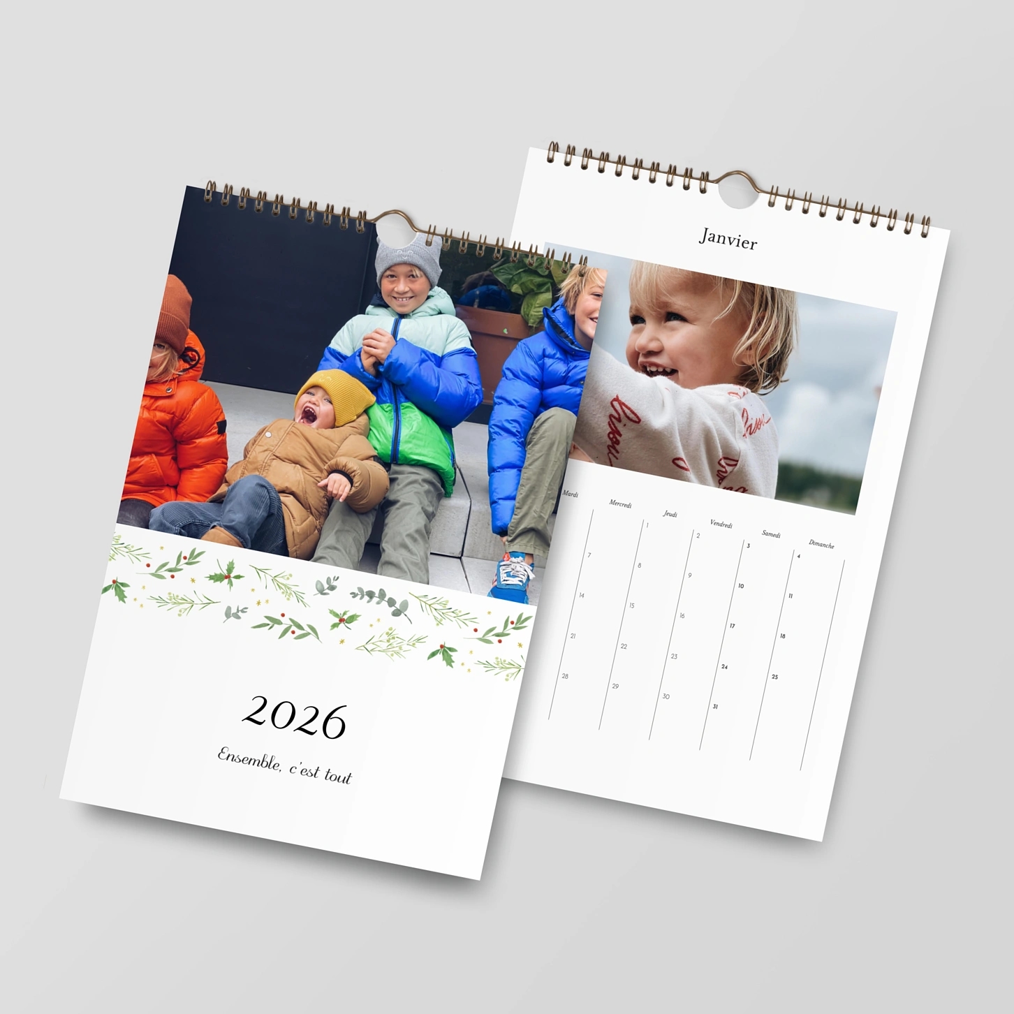 Calendrier mural cases personnalisables Valse aquarellée