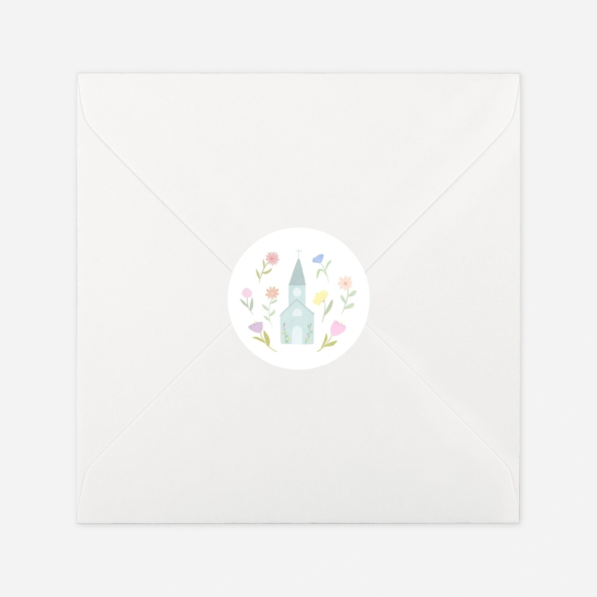 Stickers pour enveloppes baptême Village en fête