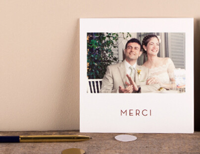 Modèle de carte de remerciement mariage photo polaroid