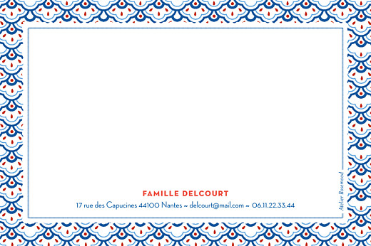 Carte de correspondance Pattern fantaisie bleu - Recto