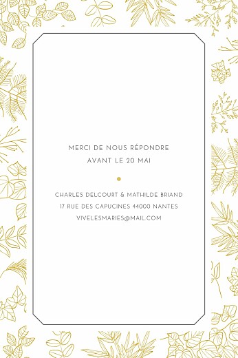 Carton réponse mariage Délicatesse jaune - Verso