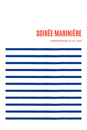 Carte d'invitation anniversaire adulte Marinière bleu & rouge - Page 1