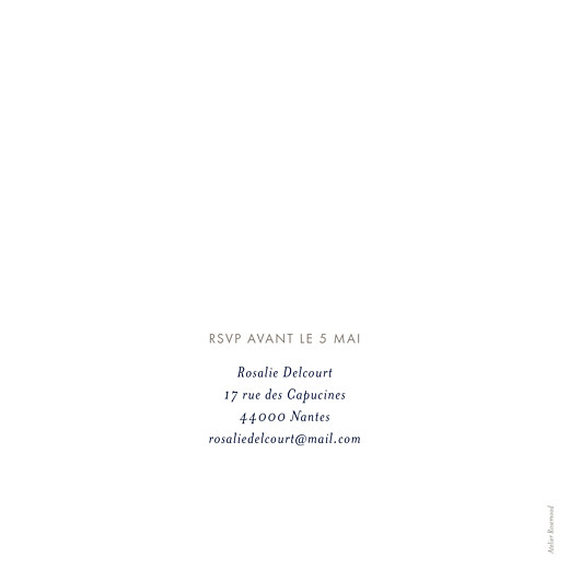 Carte d'invitation anniversaire adulte Ombres florales bleu - Verso