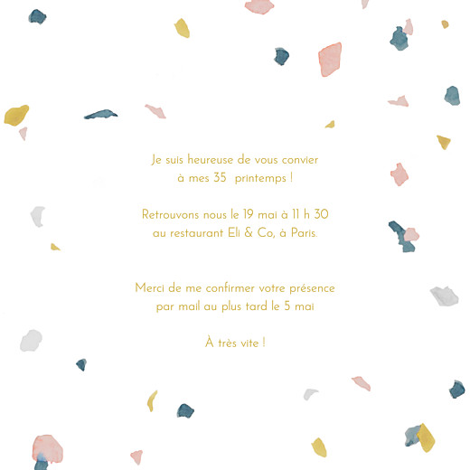 Carte d'invitation anniversaire adulte Granite rose & ocre - Page 3