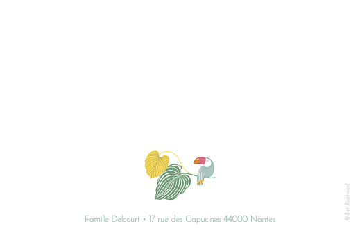 Carte de correspondance Jardin exotique beige - Verso