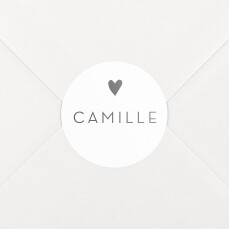Stickers pour enveloppes naissance Élégant cœur gris