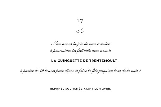 Carton d'invitation mariage Esquisse fleurie blanc - Verso