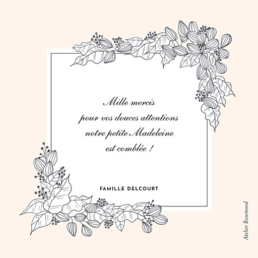 Carte de remerciement Petite esquisse fleurie rose - Verso