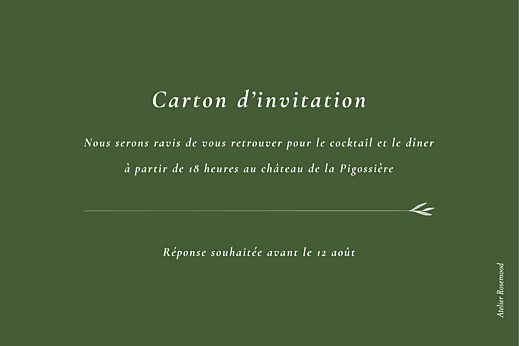 Carton d'invitation mariage Joli sous-bois vert - Verso