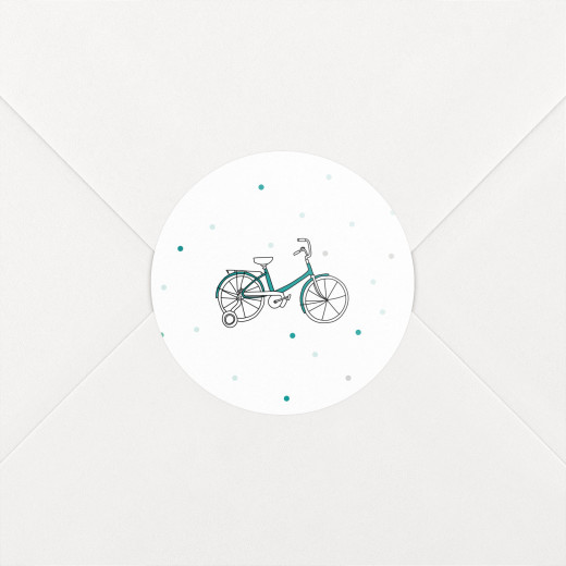 Stickers pour enveloppes baptême À bicyclette vert - Vue 1