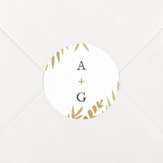 Stickers pour enveloppes mariage Feuillage or - Vue 1