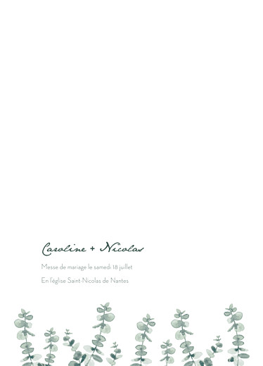 Couverture livret de messe mariage Eucalyptus blanc - Page 1