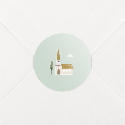 Stickers pour enveloppes baptême Jour de fête vert - Vue 1