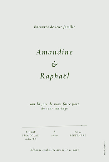 Faire-part de mariage Joli sous-bois (dorure) vert - Verso