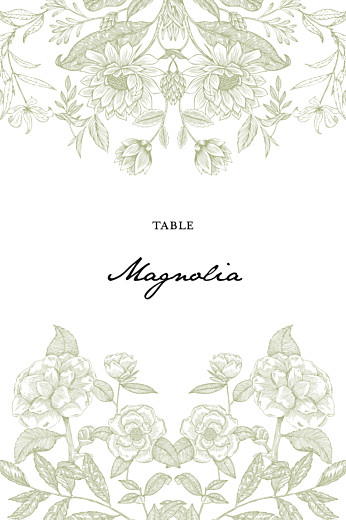 Marque-table mariage Psyché vert - Recto