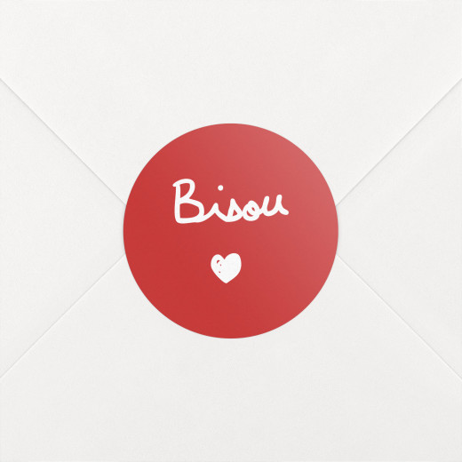 Stickers pour enveloppes naissance Bisou by Mathilde Cabanas rouge - Vue 1