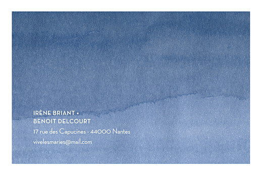 Carton réponse mariage Aquarelle (paysage) bleu - Verso